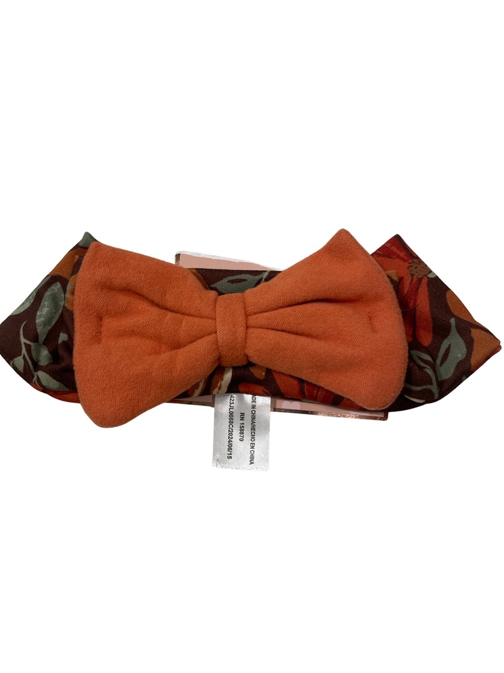 Rust Orange Bow Headband with Floral Band